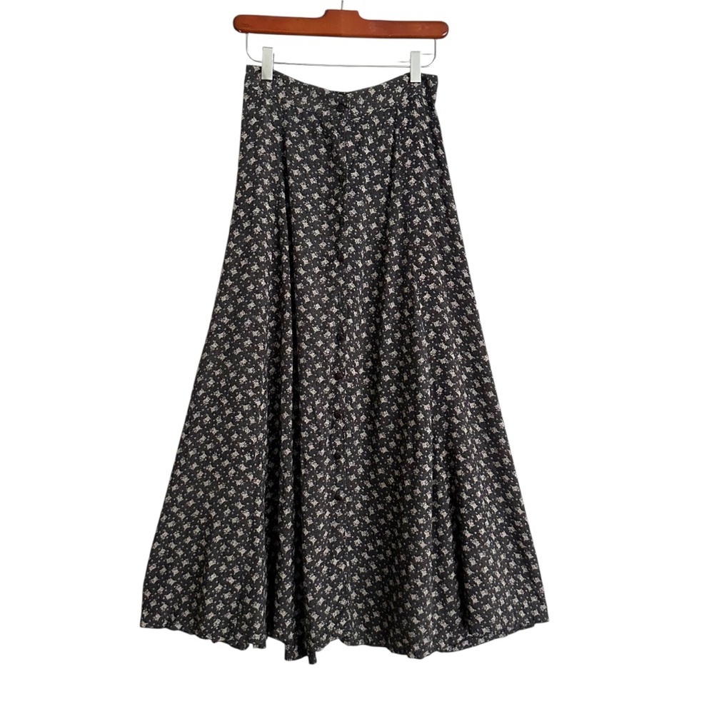 VINTAGE STUDIO Floral Button Front Midi Skirt‎ Rayon USA Made Cottagecore Size M